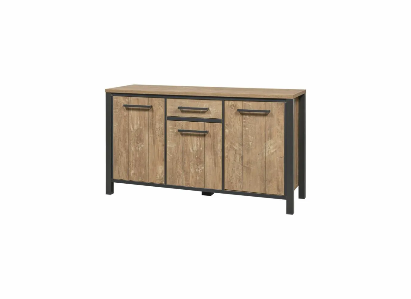 Dressoirs|Dressoir 158cm - decor - oranje teakhout & matzwart