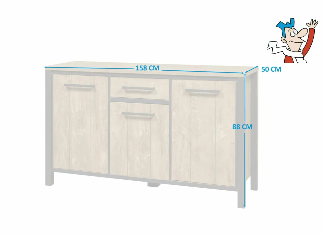 Dressoirs|Dressoir 158cm - decor - oranje teakhout & matzwart
