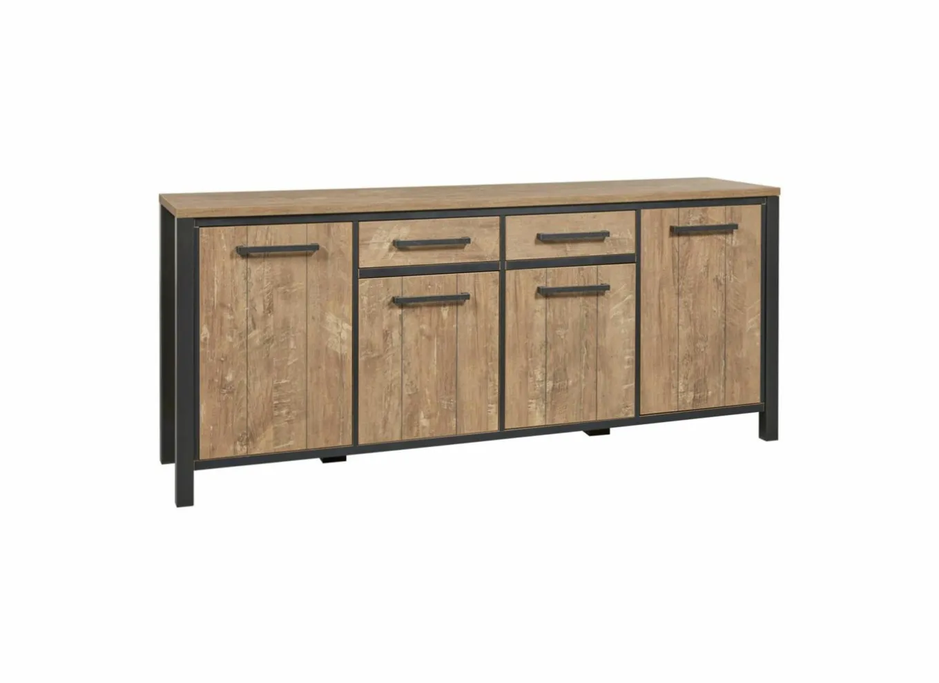 Dressoirs|Dressoir 207cm - decor - oranje teakhout & matzwart
