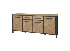 Dressoirs|Dressoir 207cm - decor - oranje teakhout & matzwart