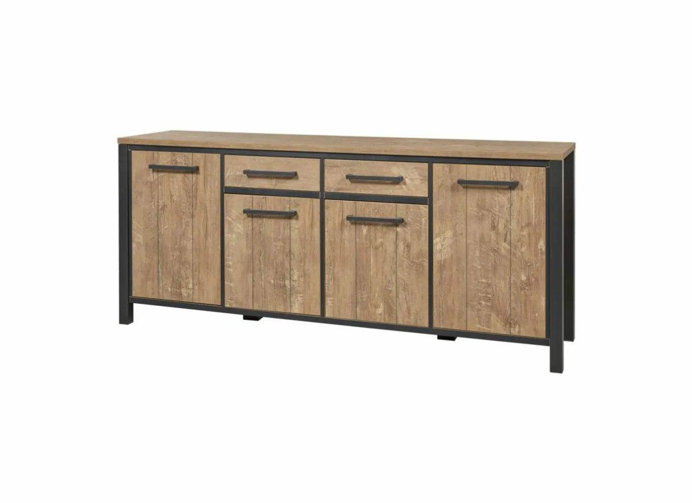 Dressoirs|Dressoir 207cm - decor - oranje teakhout & matzwart