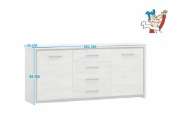 Dressoirs|Dressoir Elias 201cm - decor - grijze eik