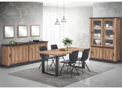 Dressoirs|Dressoir Etienne 221cm - decor - industriële eik & zwart