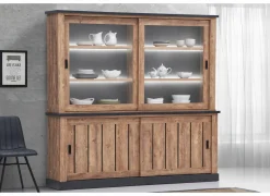 Dressoirs|Dressoir Etienne 221cm - decor - industriële eik & zwart