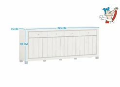 Dressoir Eureka 225cm - decor - natural oak & black- Dressoirs