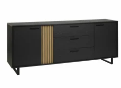 Dressoir Faro 216cm - melamine - structuur zwart- Dressoirs