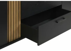 Dressoir Faro 216cm - melamine - structuur zwart- Dressoirs