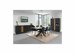 Dressoir Faro 216cm - melamine - structuur zwart- Dressoirs