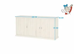 Dressoir Grimaldi 180cm - eik massief & decor - naturel- Dressoirs