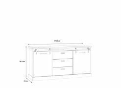 Dressoir Kaszimiro 173cm - decor - waterford eik & zwart- Dressoirs