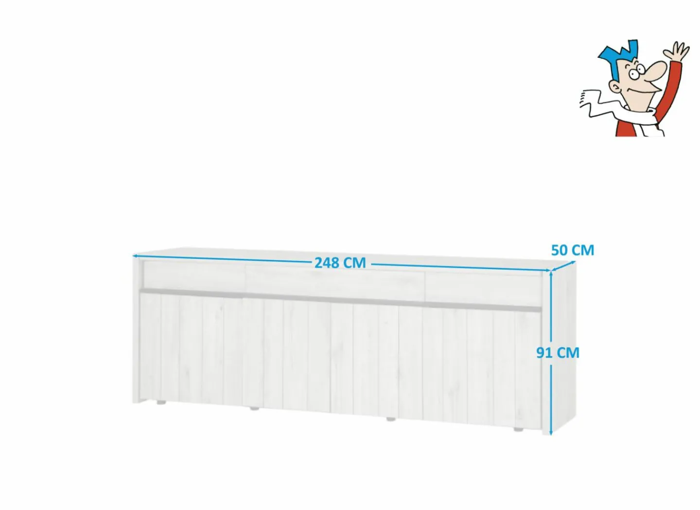 Dressoir Lucca 248cm - decor - millenium eik & lichtgrijs- Dressoirs