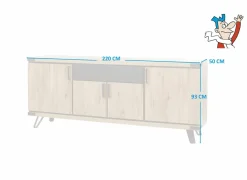 Dressoir Neto 220cm - decor - scarlet eik- Dressoirs