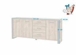 Dressoirs|Dressoir Onno 225cm - decor - bruin & zwart