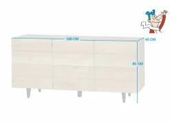 Dressoir Palacio 180cm - eik massief & decor- naturel- Dressoirs