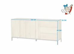 Dressoir Polar 190cm - eik massief & decor - naturel- Dressoirs