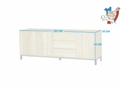 Dressoir Polar 225cm - eik massief & decor - naturel- Dressoirs