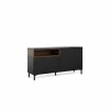 Dressoir Roomers 176cm - spaanplaat - zwart & walnoot- Dressoirs