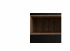 Dressoir Roomers 176cm - spaanplaat - zwart & walnoot- Dressoirs