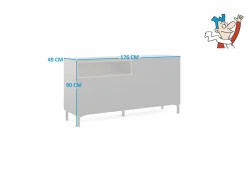 Dressoir Roomers 176cm - spaanplaat - zwart & walnoot- Dressoirs