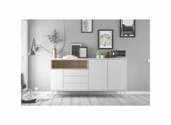Dressoirs|Dressoir Roomers 176cm - spaanplaat - witte eik