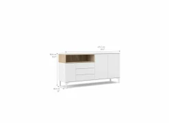 Dressoirs|Dressoir Roomers 176cm - spaanplaat - witte eik