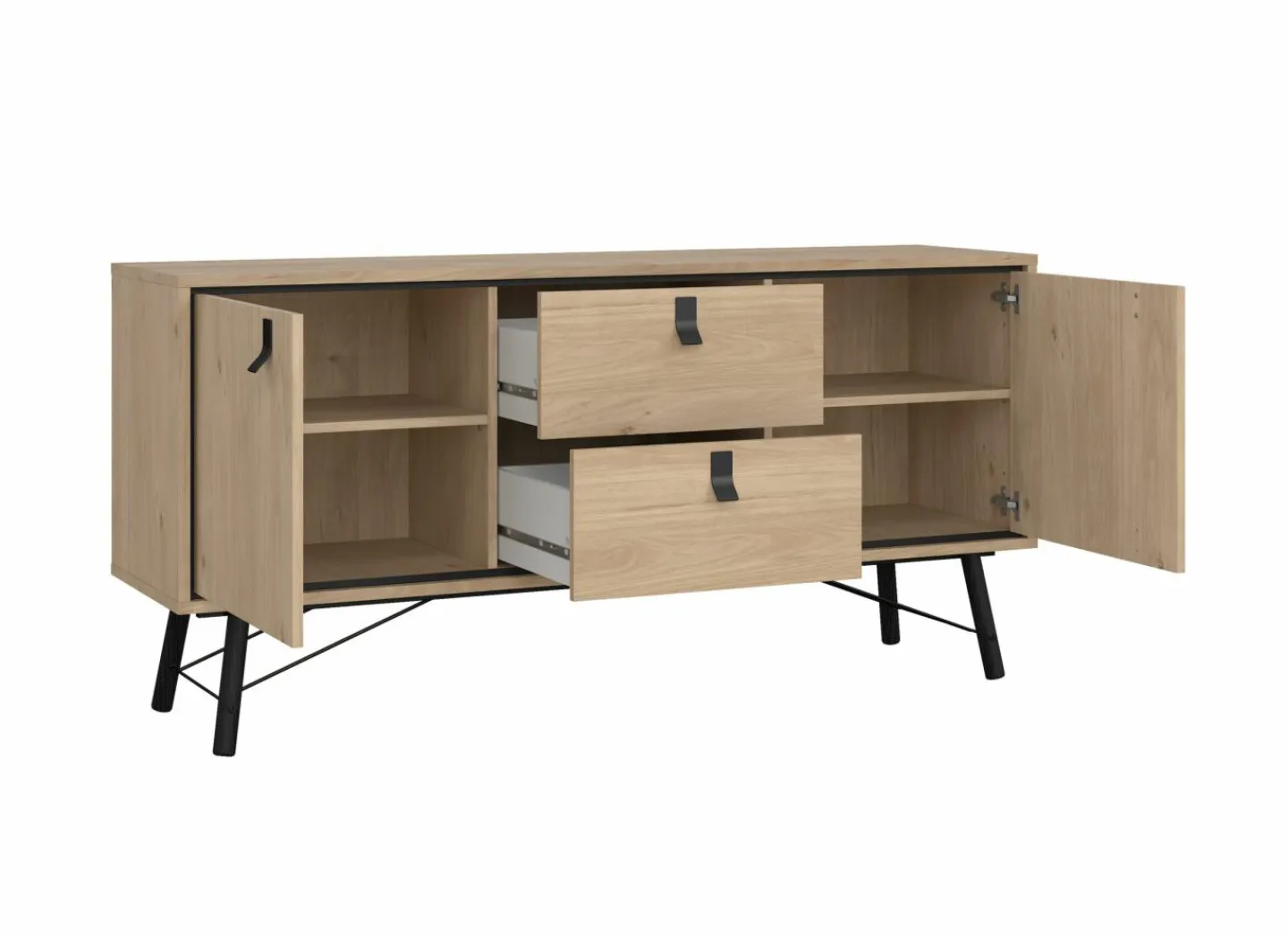 Dressoir Ry 151cm - decor - bruin & zwart- Dressoirs