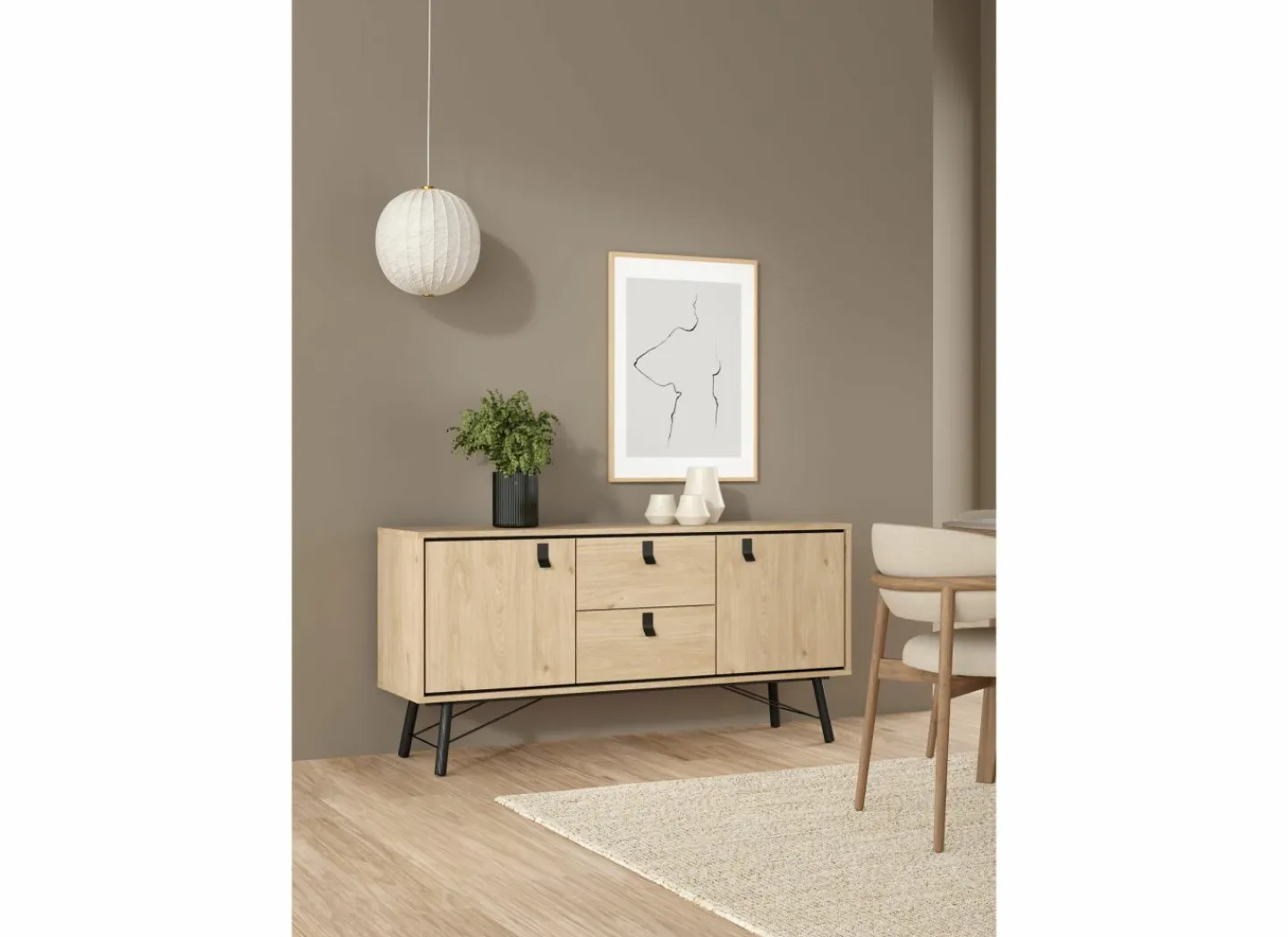 Dressoir Ry 151cm - decor - bruin & zwart- Dressoirs