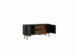 Dressoir Ry 151cm - decor - matzwart & okkernoot- Dressoirs