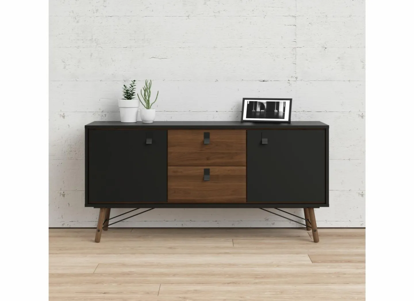 Dressoir Ry 151cm - decor - matzwart & okkernoot- Dressoirs