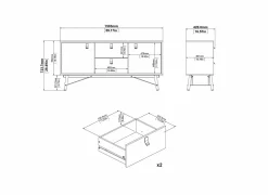 Dressoir Ry 151cm - decor - matzwart & okkernoot- Dressoirs