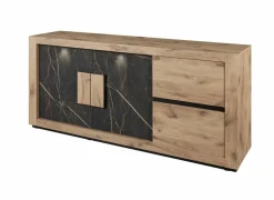 Dressoir Sacha 210cm - melamine - canyon oak & marble- Dressoirs