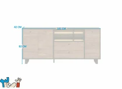 Dressoir Sewill 181cm - decor - eik & zwart- Dressoirs