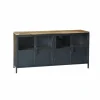 Dressoirs|Dressoir Titano 180cm - ijzer & mango massief - grijs & naturel