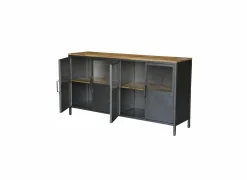 Dressoirs|Dressoir Titano 180cm - ijzer & mango massief - grijs & naturel