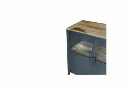 Dressoirs|Dressoir Titano 180cm - ijzer & mango massief - grijs & naturel