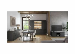 Dressoir Valencia 225cm - melamine - zwarte eik- Dressoirs