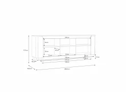 Dressoirs|Dressoir Vodol 205cm - decor - zand & zwart