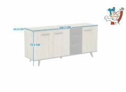 Demeyere Dressoirs|Dressoir Wayne 160,7cm - decor - eik & zwart