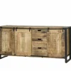 Dressoir Woodstock 200cm - mango massief & metaal - naturel & zwart- Dressoirs