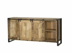 Dressoir Woodstock 200cm - mango massief & metaal - naturel & zwart- Dressoirs