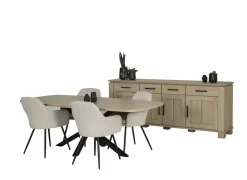 Niet Voorgemonteerd|Eetkamer Alba met 4 stoelen Casimir - tafel 225x100cm - dressoir 233cm