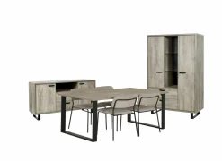 Niet Voorgemonteerd|Eetkamer Como 2 met 4 stoelen Epoca beige - tafel 200x95cm - dressoir 170cm - kast 120cm