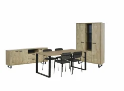 Niet Voorgemonteerd|Eetkamer Como 1  met 4 stoelen Epoca antraciet - tafel 170x95cm - dressoir 220cm - kast 120cm