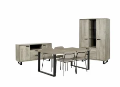 Eetkamer Como 2 met 4 stoelen Epoca beige - tafel 170x95cm - dressoir 170cm - bergkast 120cm- Niet Voorgemonteerd