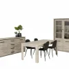 Niet Voorgemonteerd|Eetkamer Elias met 4 stoelen Chuck - tafel 170x90cm - dressoir 201cm - vitrinekast 115cm