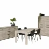Eetkamer Elias met 4 stoelen Chuck - tafel 190x90cm - dressoir 201cm - barkast 120cm- Niet Voorgemonteerd