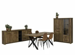 Niet Voorgemonteerd|Eetkamer Ensor met 4 stoelen Speech - tafel 190x95cm - dressoir 230cm - vitrinekast 125cm