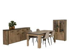 Eetkamer Esther met 4 stoelen Charlton - tafel 180x90cm - dressoir 210cm - vitrinekast 110cm- Niet Voorgemonteerd