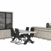 Niet Voorgemonteerd|Eetkamer Eureka met 4 stoelen Quartz - tafel 190x95cm - dressoir 225cm - vitrinekast 133cm