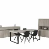 Voorgemonteerd|Eetkamer met 4 stoelen Frantz - tafel 226x103cm - dressoir 248cm - barkast 140cm